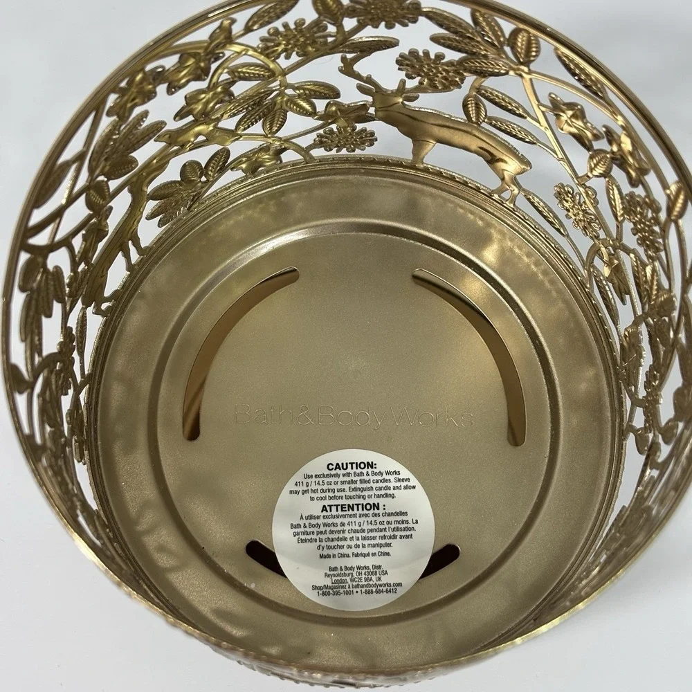 Bath & Body Works WILDLIFE PEDESTAL Large 3-Wick Candle Holder 2017 Deer EUC